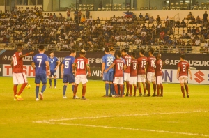 Phil, getting ready for a free kick.